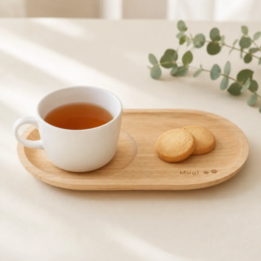 【名入れ対応】天然木のスタッキングカフェプレート