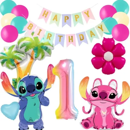 数字が選べる♪  スティッチ  エンジェル ディズニー 花 風船 誕生日 飾り付けセット バルーン