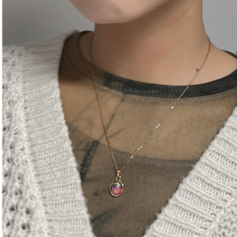 チェーンネックレス 7色の貝 シェル｜SAZARE Oval