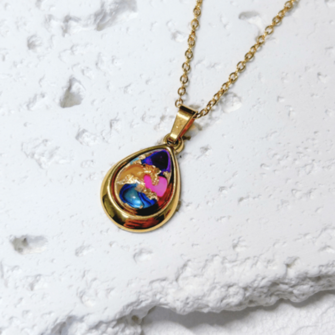 チェーンネックレス 7色の貝 シェル｜SAZARE teardrop