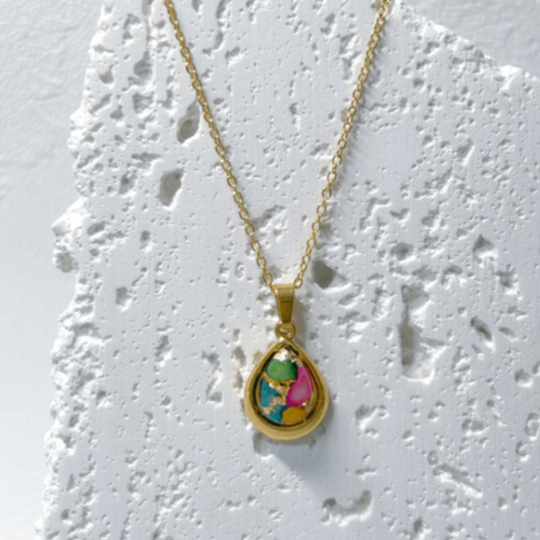 チェーンネックレス 7色の貝 シェル｜SAZARE teardrop