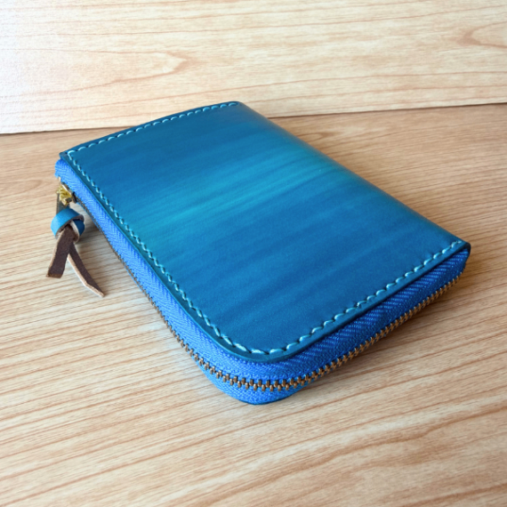 【ハンドメイド】コンパクト手染めヌメ革財布