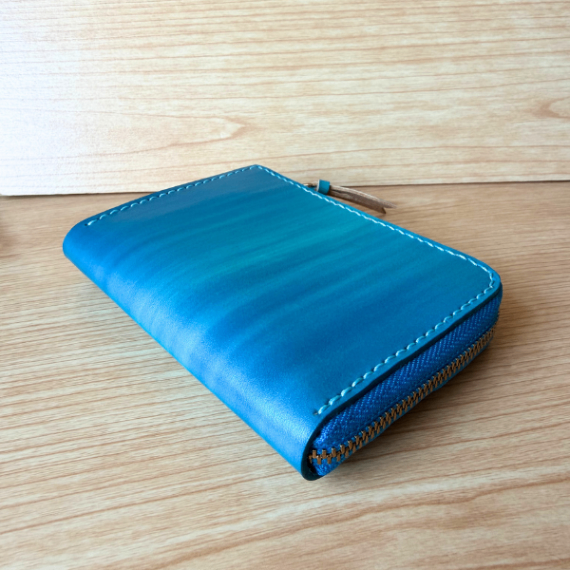 【ハンドメイド】コンパクト手染めヌメ革財布