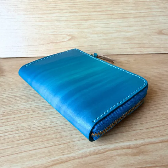 【ハンドメイド】コンパクト手染めヌメ革財布