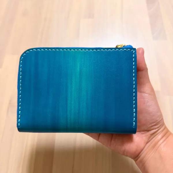 【ハンドメイド】コンパクト手染めヌメ革財布