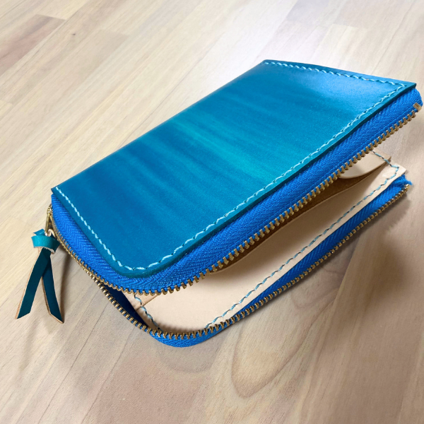【ハンドメイド】コンパクト手染めヌメ革財布