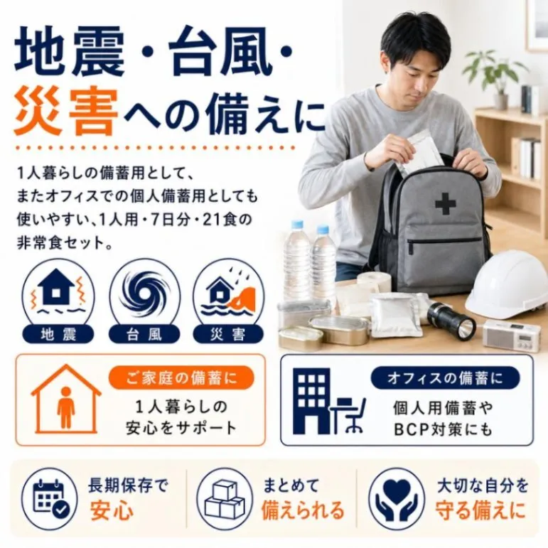 非常食セット 1人用7日分21食 防災食 尾西食品 アルファ米 ひだまりパン 携帯おにぎり 5年保存