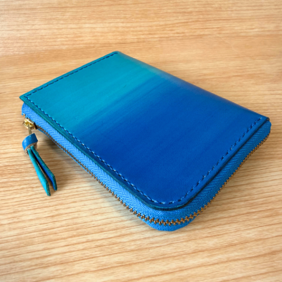 【ハンドメイド】手染めヌメ革のコンパクト財布