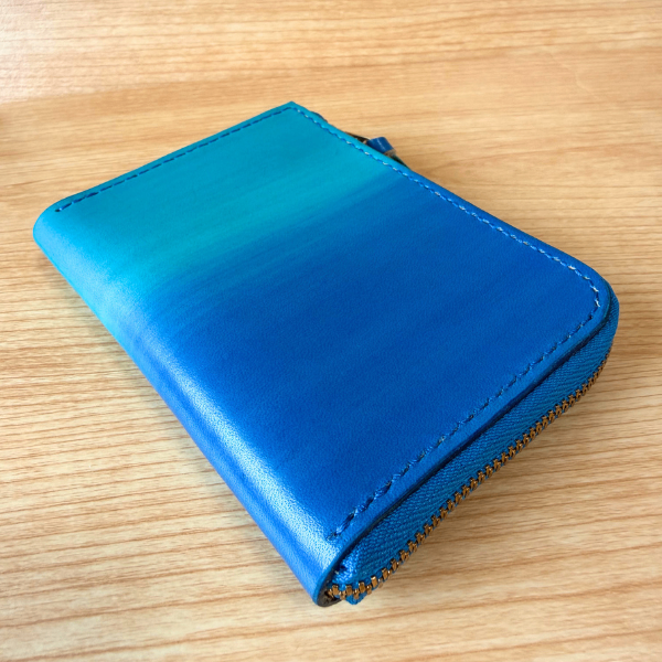 【ハンドメイド】手染めヌメ革のコンパクト財布