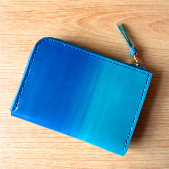 【ハンドメイド】手染めヌメ革のコンパクト財布