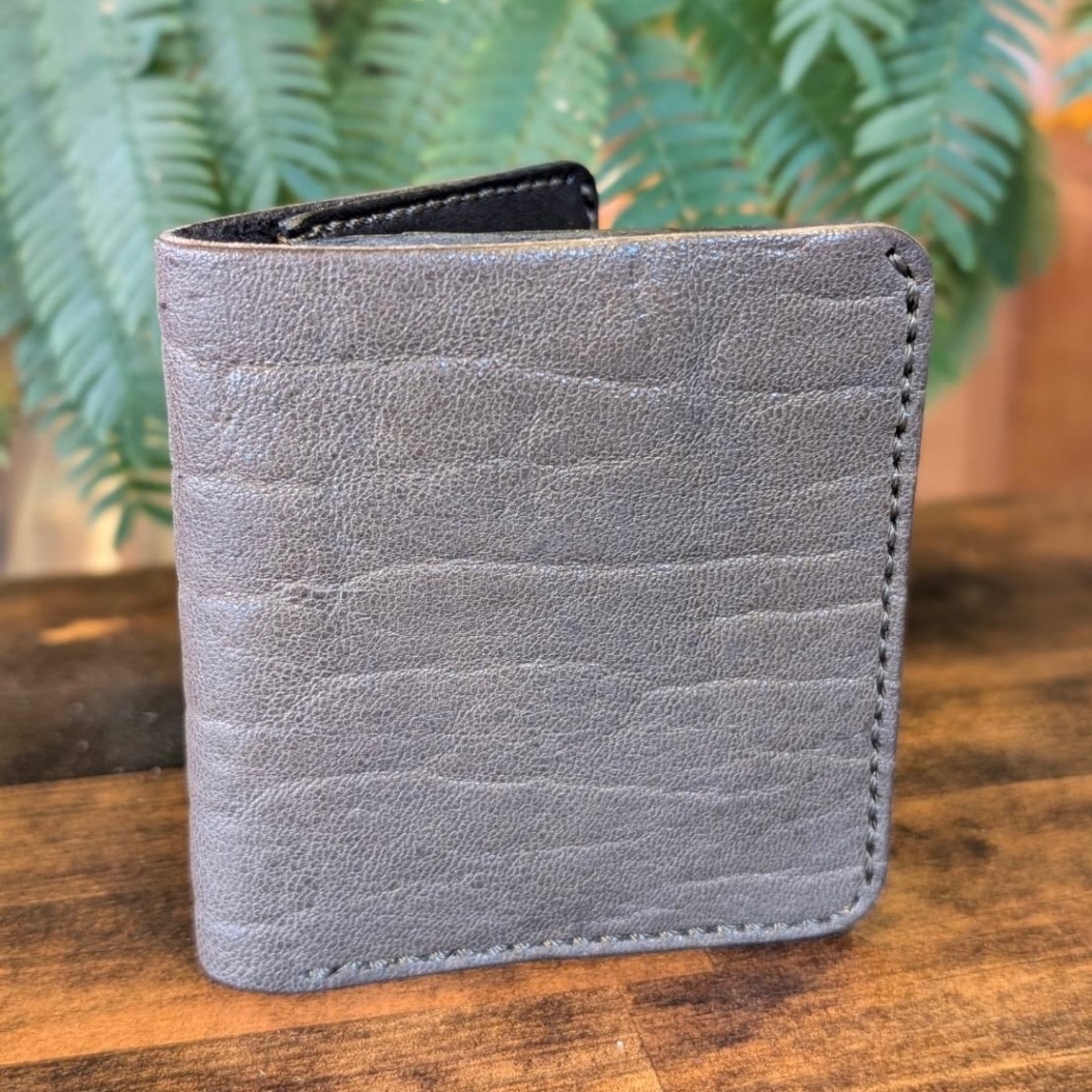 【屋久鹿革】家計管理Wallet／チャコール／カード3枚×コインケース