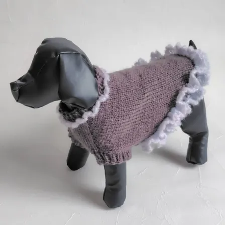 グラデーションモヘアのフリルプルオーバー チャコールグレー 小型犬用