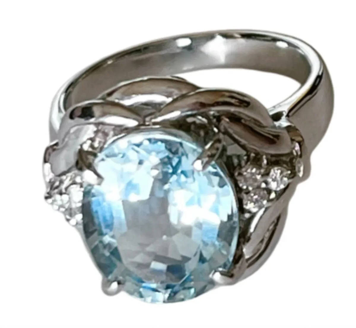 天然アクアマリン 4.690ct ダイヤモンド 0.100ct Pt900 リング