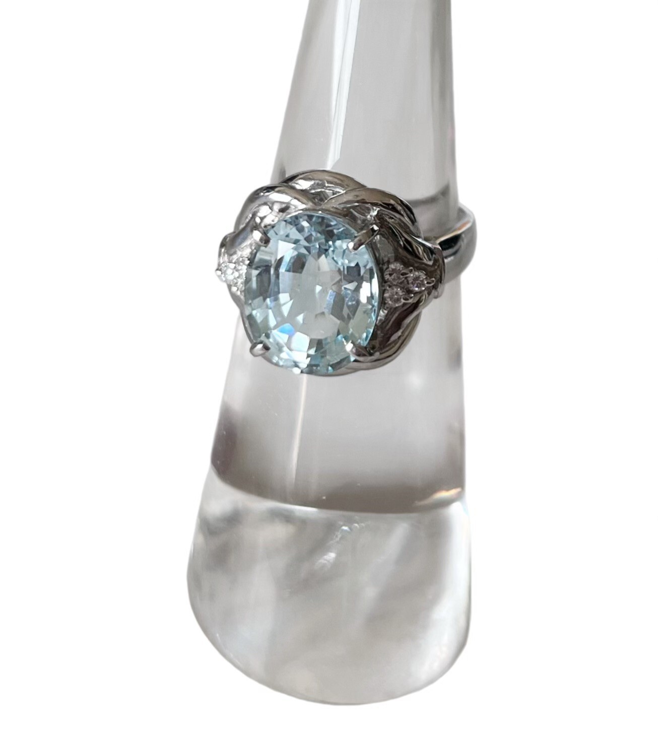 天然アクアマリン 4.690ct ダイヤモンド 0.100ct Pt900 リング