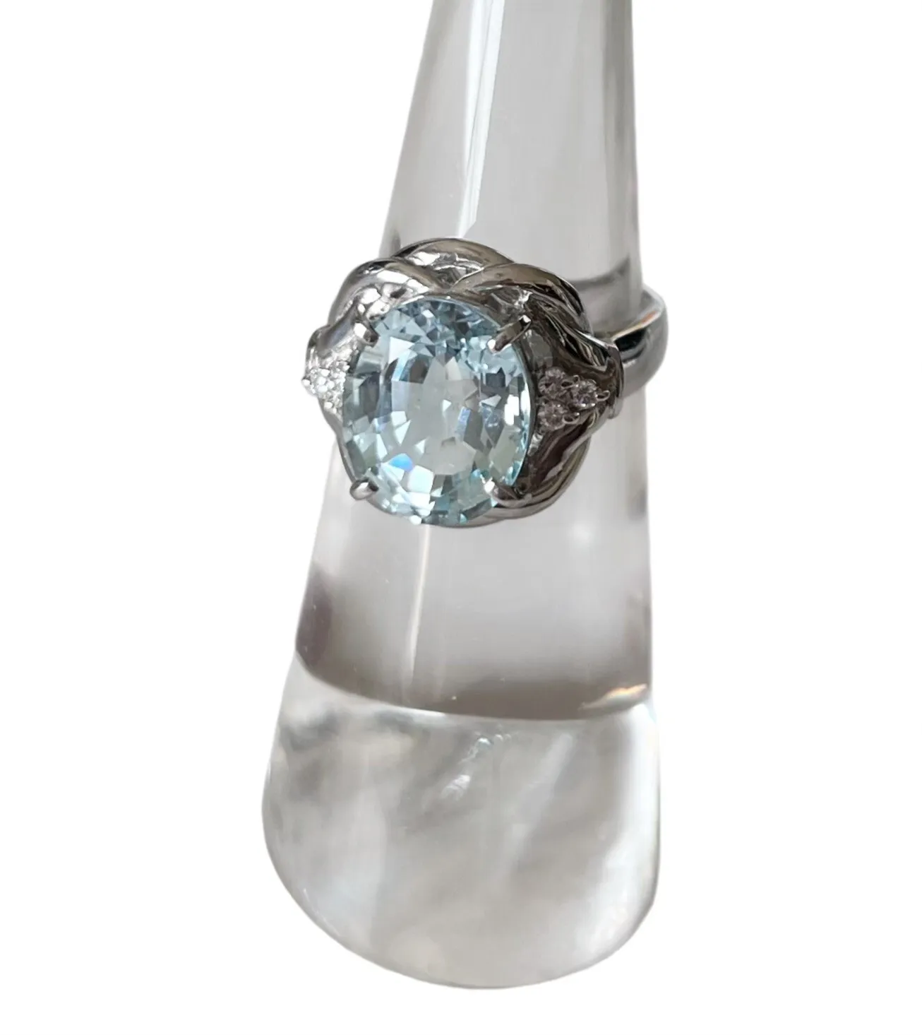 天然アクアマリン 4.690ct ダイヤモンド 0.100ct Pt900 リング