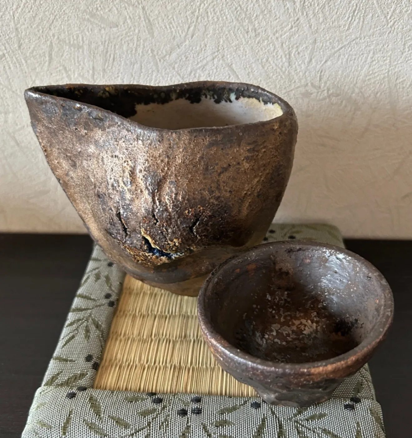 片口酒器＆ぐい呑み セット — 古代の宴を再現する一点物　受賞作家作品　陶器　器