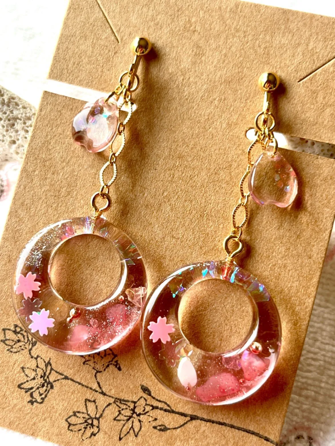 さくらのフープ🌸純金メッキイヤリング【リベポ払い歓迎🎉】