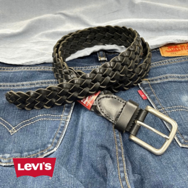 【Levi's】35mm 牛革メッシュベルト 6607 ブラック