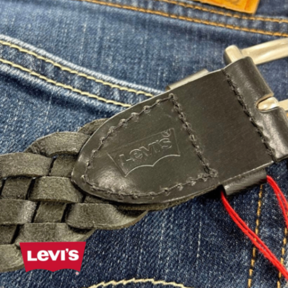 【Levi's】35mm 牛革メッシュベルト 6607 ブラック