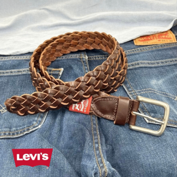 【Levi's】35mm 牛革メッシュベルト 6607 チョコ