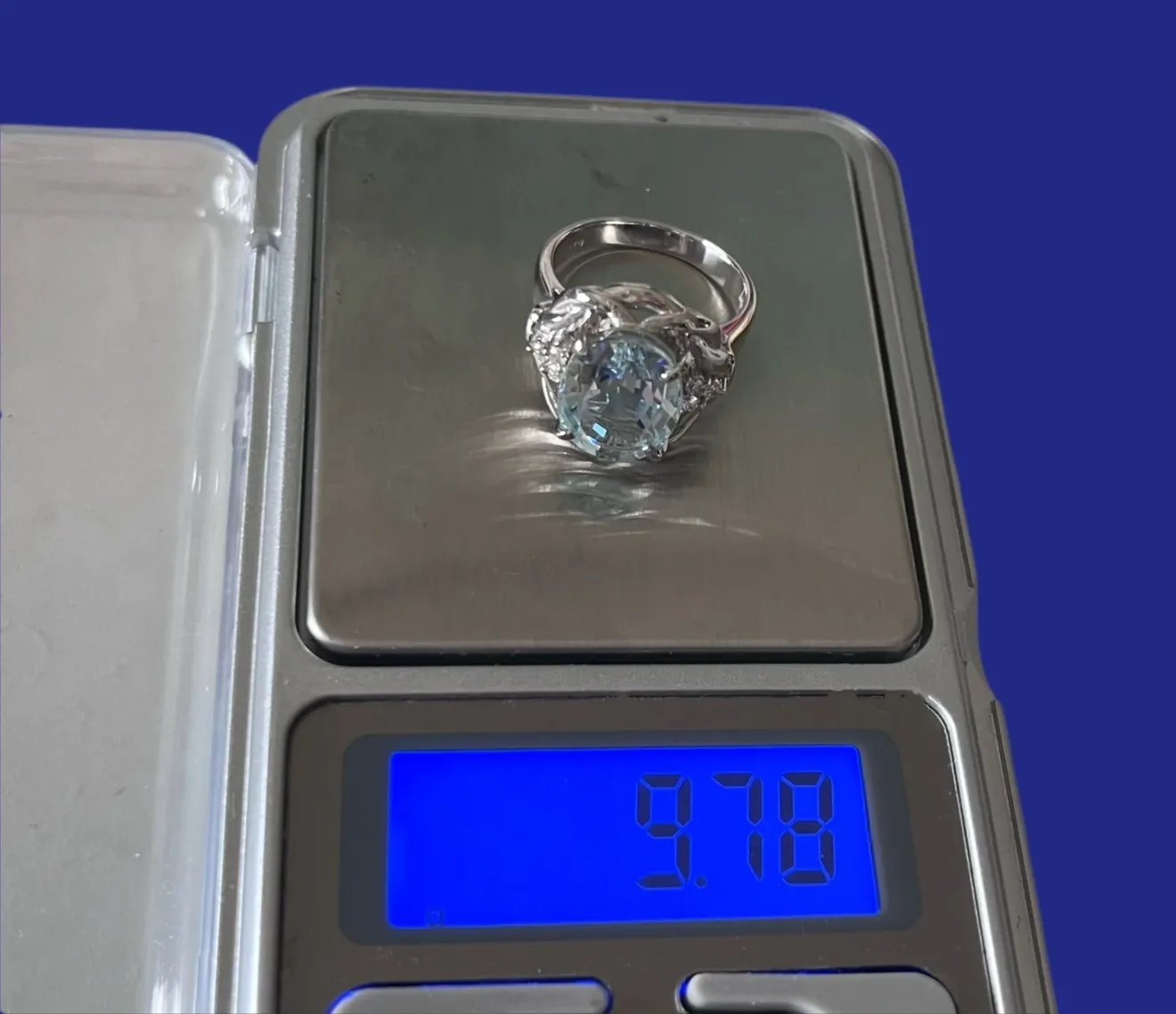 天然アクアマリン 4.690ct ダイヤモンド 0.100ct Pt900 リング