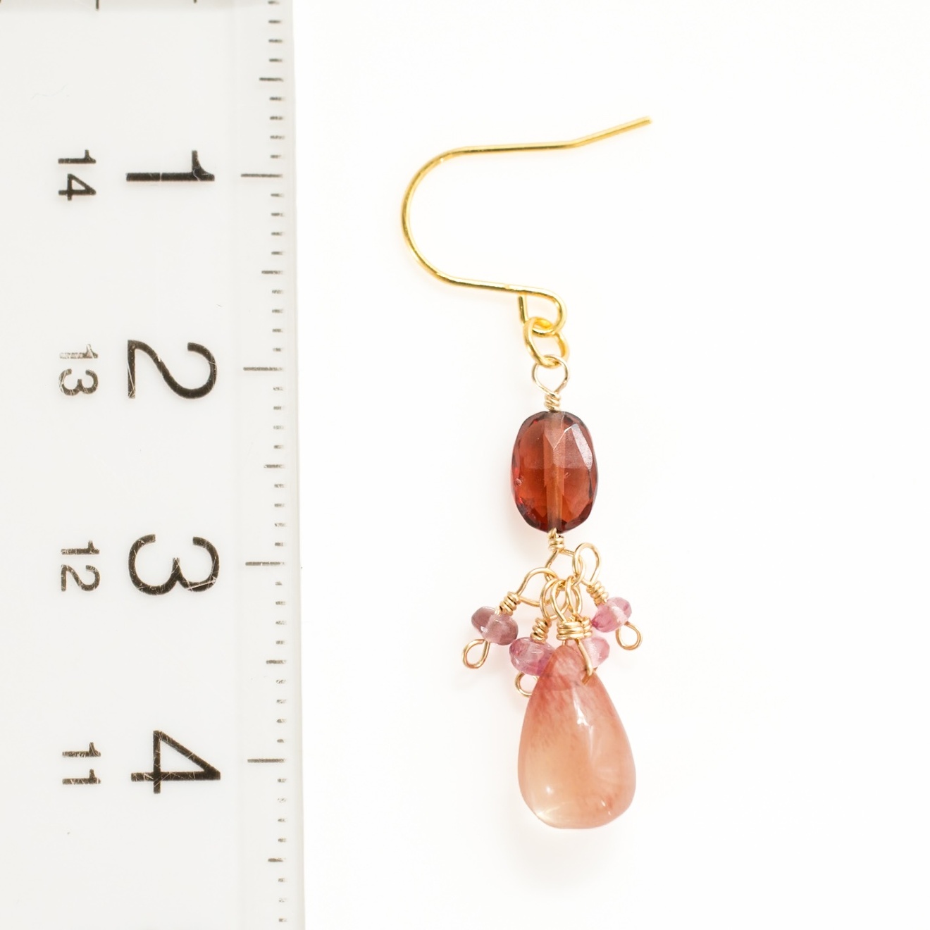 【ハンドメイド】ガーネット ピンクサファイア アンデシン 秋色ピアス