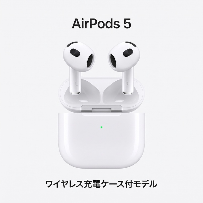 【10月販売予定】🍎 AirPods 5 ワイヤレス充電ケース付モデル