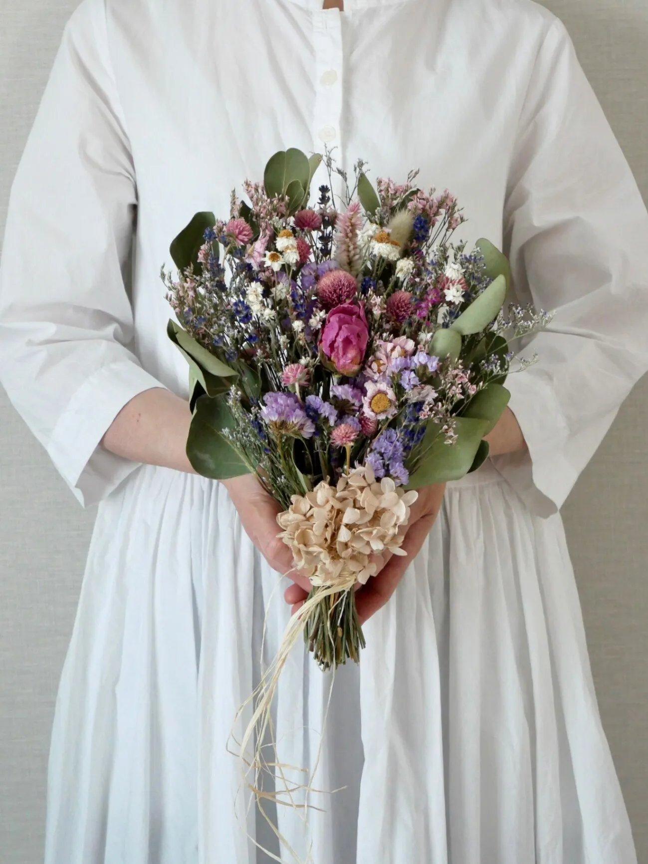 野の花スワッグ 30cm ドライフラワー癒しのピンクカラー