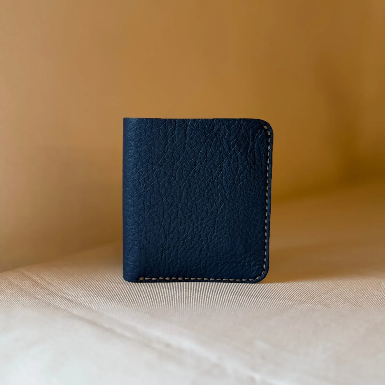 【蝦夷鹿革】家計管理Wallet／ブルー×グレージュ