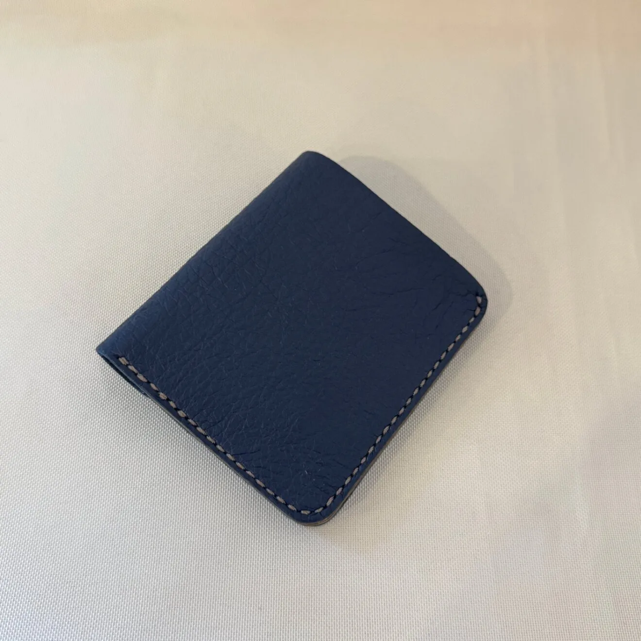 【蝦夷鹿革】家計管理Wallet／ブルー×グレージュ