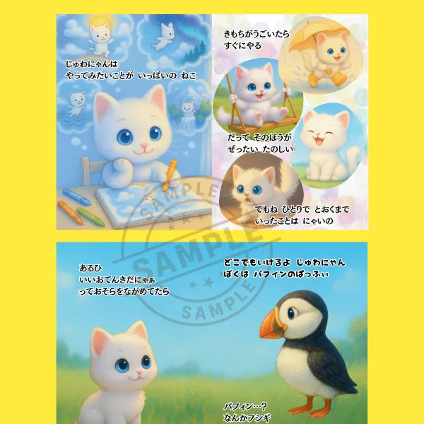 【オリジナル絵本】ミラクルねことゆめをかなえるパフィン