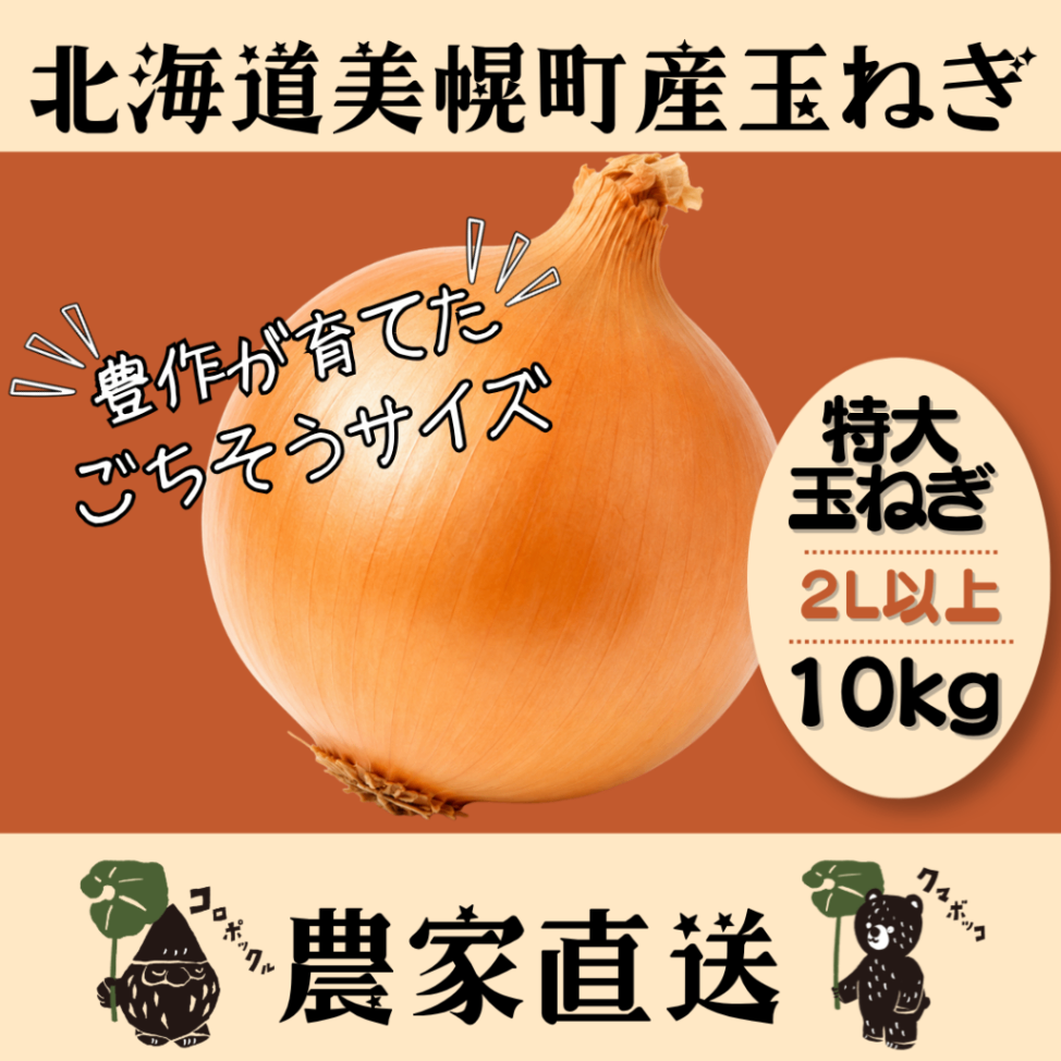 【10月上旬発送予約販売】北海道産農家直送特大玉ねぎ10kg（２Lサイズ以上）
