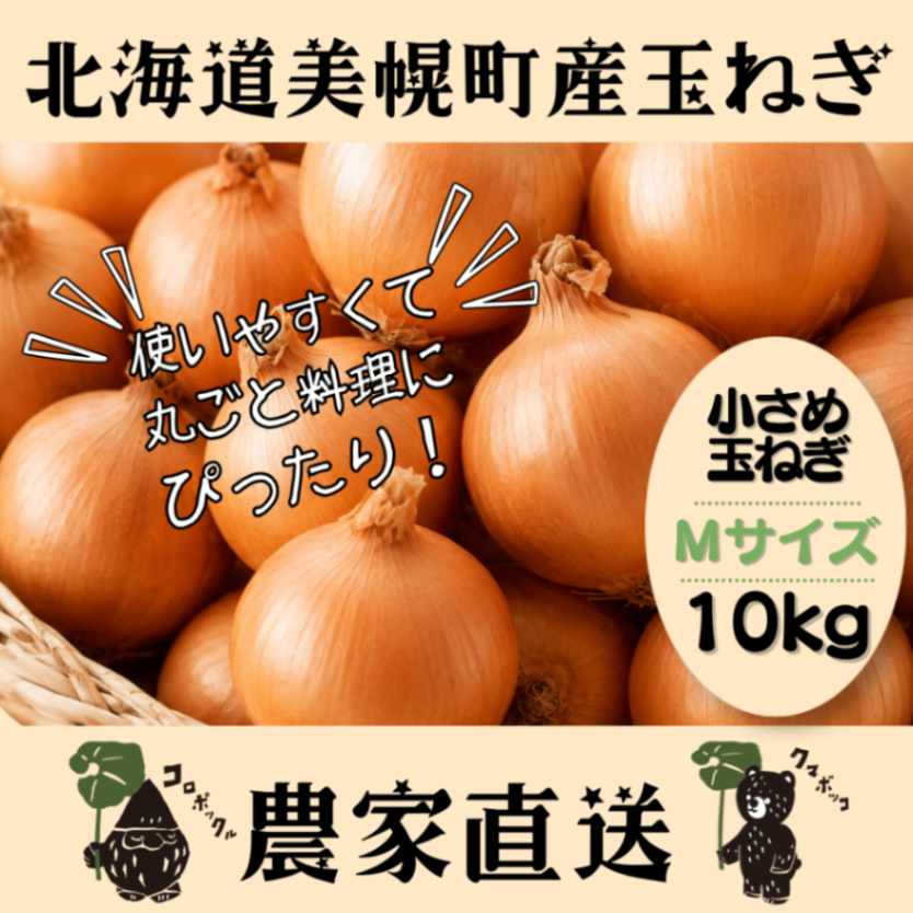 【10月上旬発送予約販売】北海道産農家直送小さめ玉ねぎ10kg（Mサイズ）