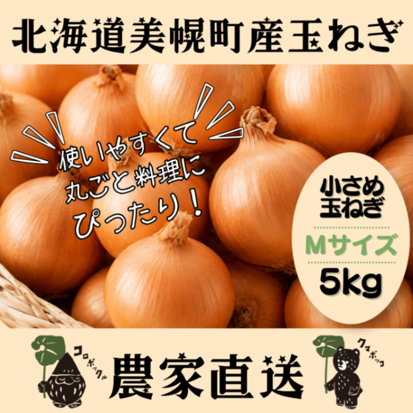 【10月上旬発送予約販売】北海道産農家直送小さめ玉ねぎ5kg（Mサイズ）