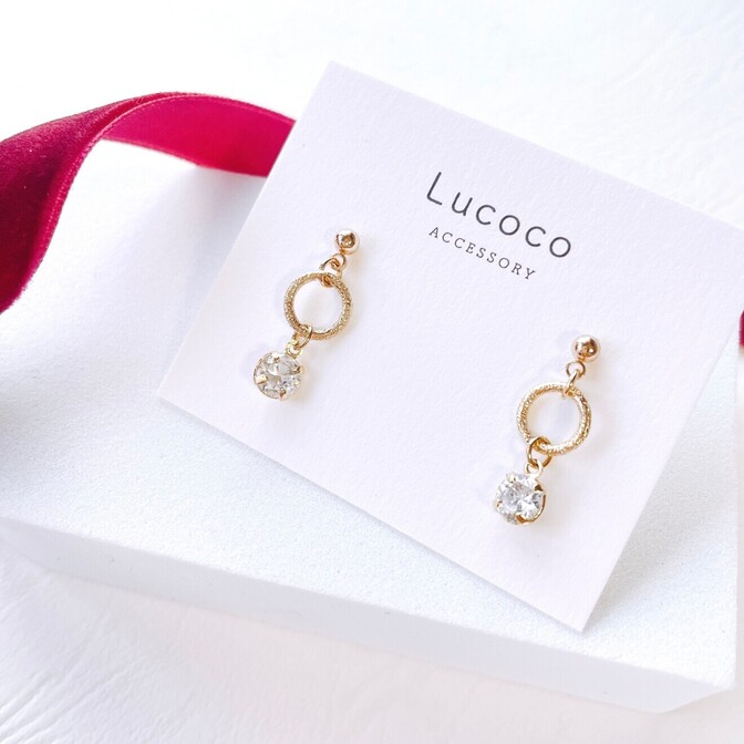 🌿小粒クリアピアス（イヤリング）｜スターダストゴールド × クリアストーン｜シンプルデザイン