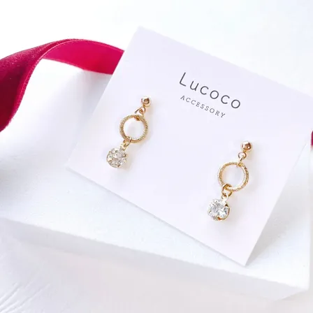 🌿小粒クリアピアス（イヤリング）｜スターダストゴールド × クリアストーン｜シンプルデザイン