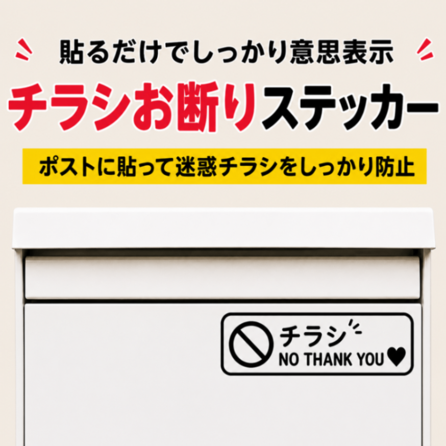 チラシお断り 宅配BOX 玄関 訪問販売 勧誘対策 ステッカー 黒【11】