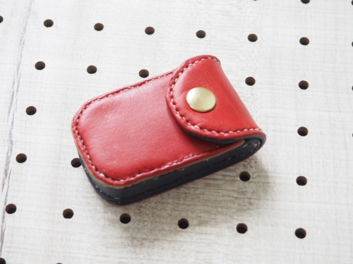 【ハンドメイド】本革 スマートキーケース 赤　紺
