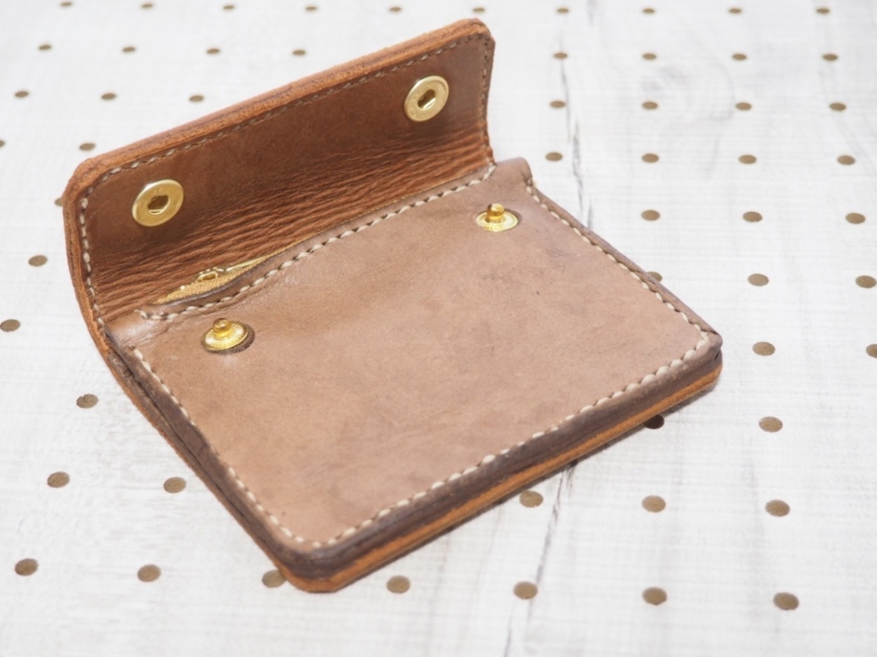 【ハンドメイド 】ミニ財布 ブラウン　本革