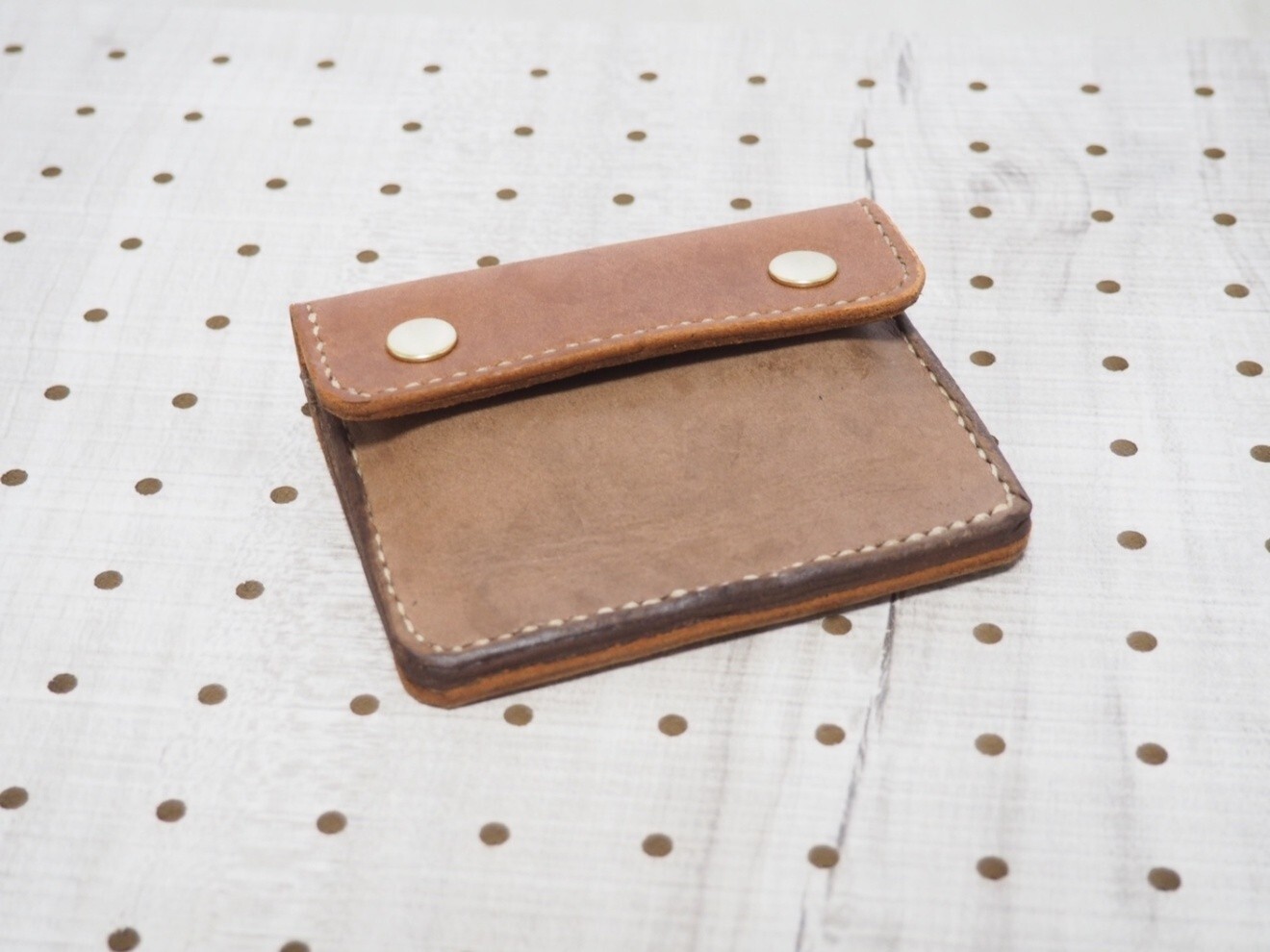 【ハンドメイド 】ミニ財布 ブラウン　本革