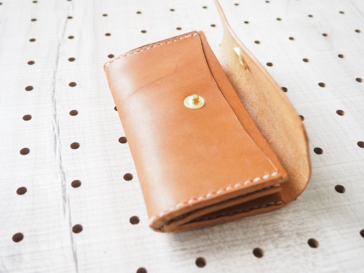 【ハンドメイド】栃木レザー 名刺入れ ハンドメイド 一点物 本革 大容量カードケース