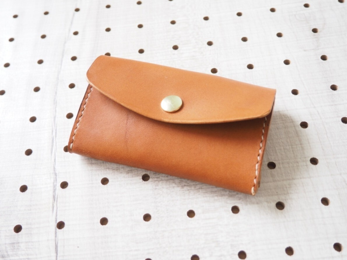 【ハンドメイド】栃木レザー 名刺入れ ハンドメイド 一点物 本革 大容量カードケース