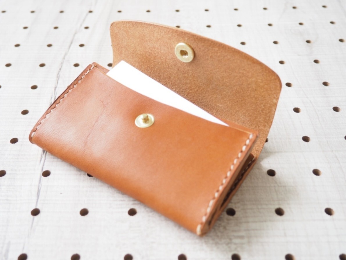 【ハンドメイド】栃木レザー 名刺入れ ハンドメイド 一点物 本革 大容量カードケース
