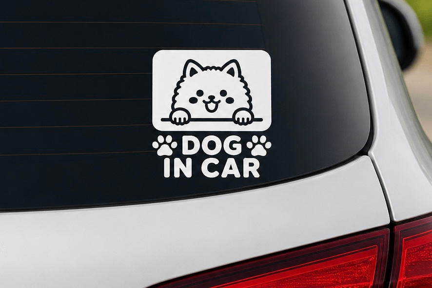 ポメラニアン ステッカー シール 車 白 ドッグインカー 犬 ペット【14】