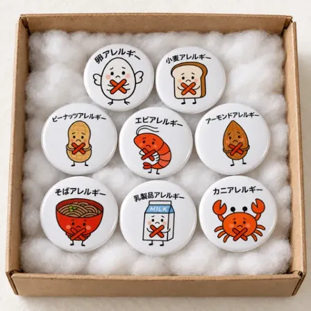 【ハンドメイド】アレルギー缶バッジ　子どもや自分の安全を守る！