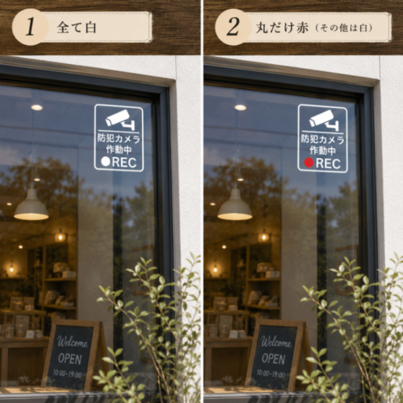 防犯カメラ ステッカー REC 録画中 セキュリティ 4種 白 黒 赤【21】