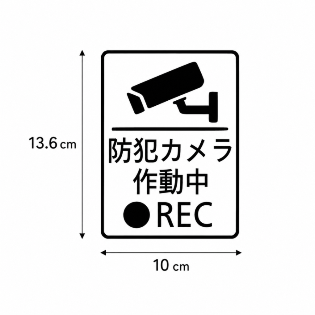 防犯カメラ ステッカー REC 録画中 セキュリティ 4種 白 黒 赤【21】
