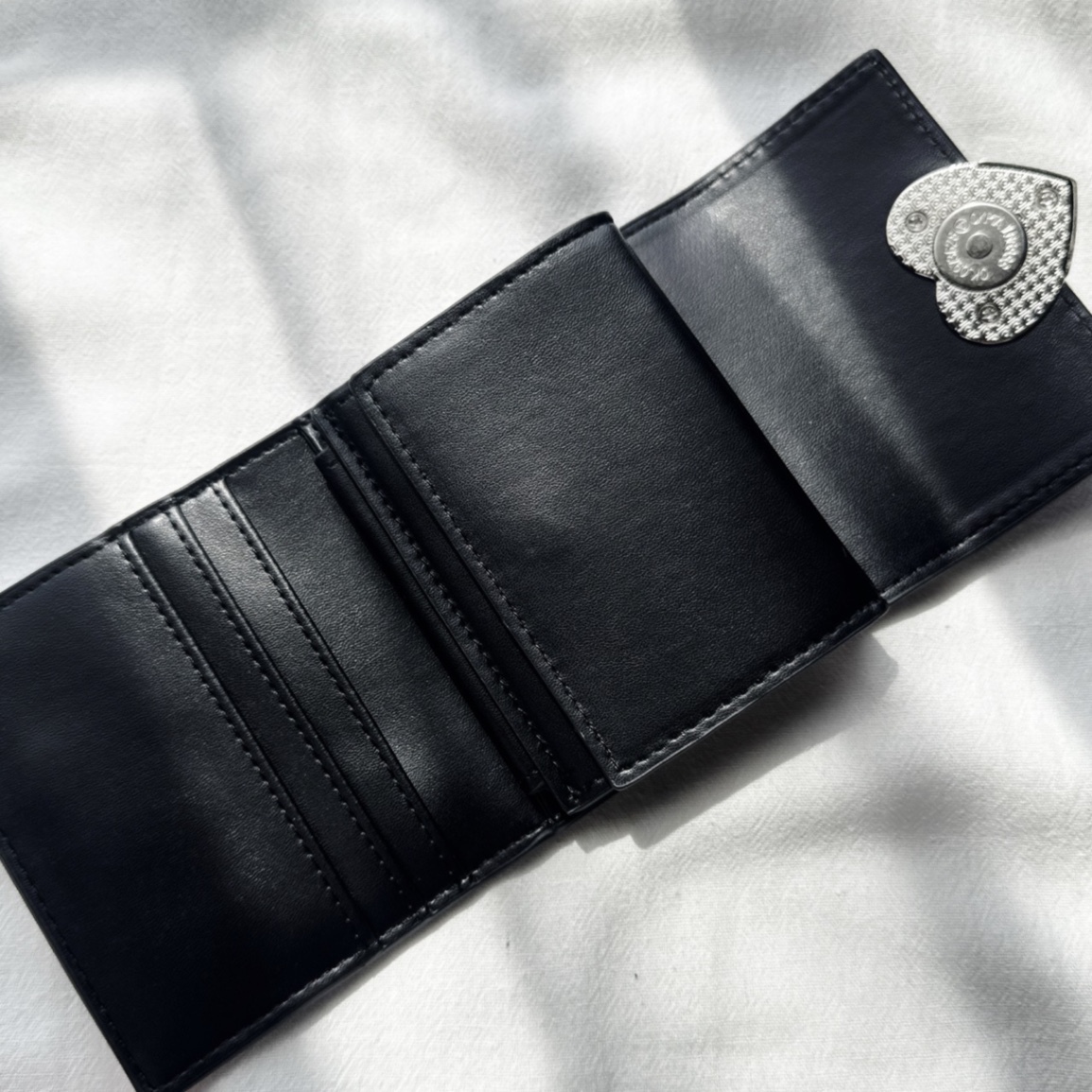 【稼げや祭り価格🔥】 heart mini wallet | ハート 三つ折りミニ財布 ブラック 黒