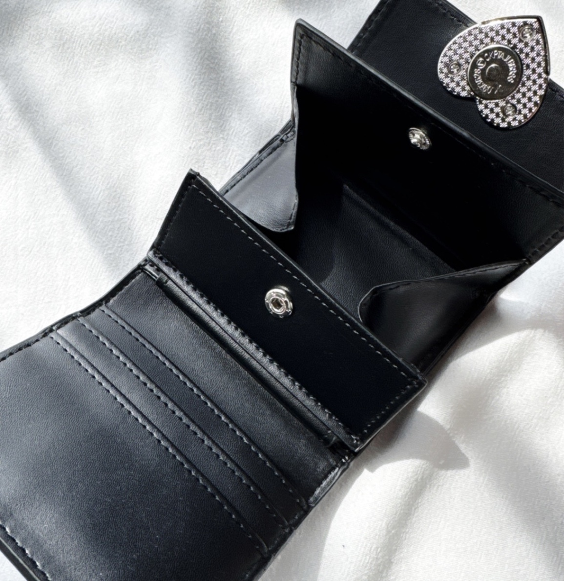 【稼げや祭り価格🔥】 heart mini wallet | ハート 三つ折りミニ財布 ブラック 黒