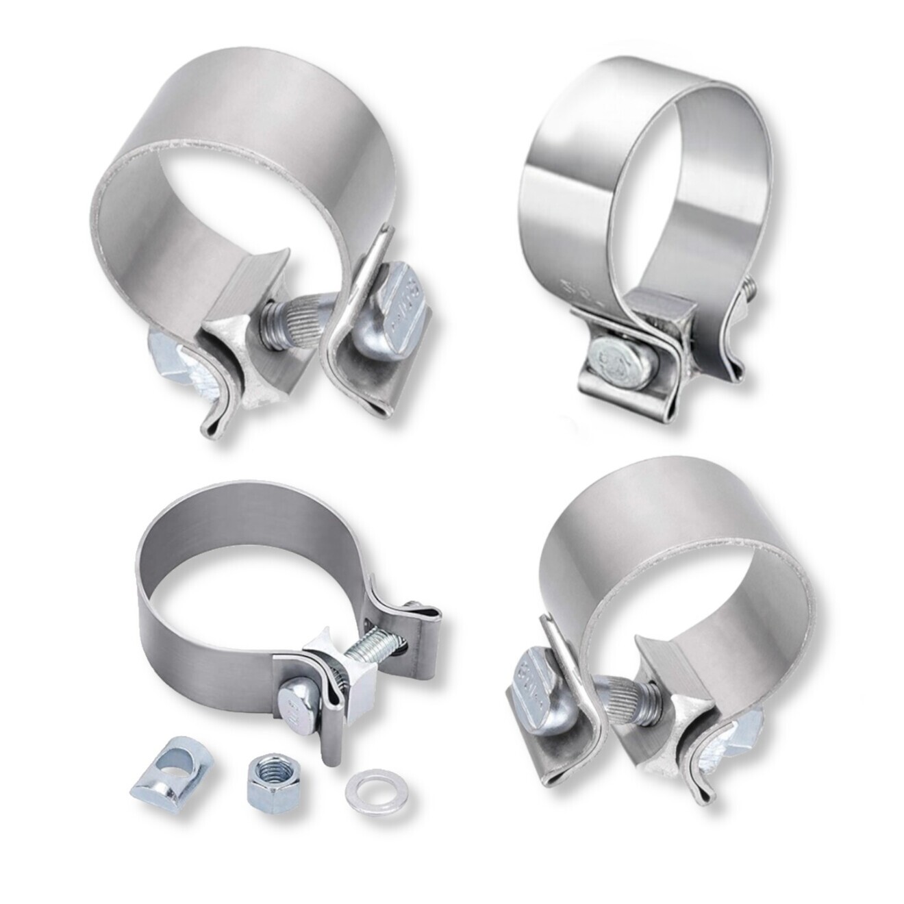 マフラーバンド マフラークランプ 44-47mm ハーレー 互換 パイプクランプ ステンレス 4個